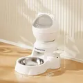 Distributeur automatique de nourriture pour animaux blanc avec bol en acier inoxydable - Style Ours Puzzle à Pression / Blanc Brume de Neige