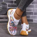 Baskets légères en maille pour femmes avec imprimés papillons colorés et semelles à coussin - 36 / Style Papillon Imprimé avec Strass / Multicolore Avec Strass