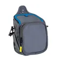 Sacoche de dressage portable grise pour chien avec bordure bleue et poche zippée pratique - 25cmx17cmx12cm / Gris Foncé + Bleu