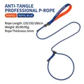 Professional dog training P-chain leash with padded orange handle, 6mm blue rope - Blue Orange