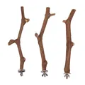 Set di 3 posatoi in legno naturale con dadi ad alette e viti di montaggio per gabbie - Set da 3 Posatoi in Legno di Vite 25CM