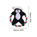 Christmas penguin plush dog squeaky toy with cotton rope ring for teething - Penguin