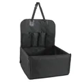 Premium foldable black pet car seat carrier bag with storage pockets and adjustable safety strap - Black