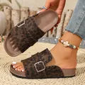Sandali stile Birkenstock con stampa leopardata, suola platform e dettaglio fibbia per donna - 35 / Stampa leopardata
