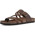 Detailweergave van bruine gevlochten leren platte sandalen met gespband - 36 / Bruin
