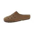 Sabot in pelle scamosciata marrone con suola spessa e fori traspiranti per donna - Kaki