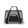 Grey portable breathable pet carrier bag with mesh windows for cats and small dogs SKU view - Gray