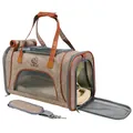 Foldable breathable airline approved pet carrier bag for cats and small dogs in brown - Turmeric