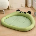 Lit rafraîchissant pour animaux vert panda avec motif de feuilles de bambou - Panda de Dessin Animé (Soie de Glace) / XL (78*64cm) / Vert Pâle