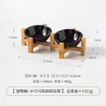 Premium double black ceramic pet bowls with slanted bamboo stand for cats and dogs - Small Slanted Bowl (Black) with Bamboo Stand