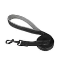 Durable black dog leash with reflective stitching and soft padded mesh handle detail - XL / Separate Leash / Black