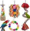 Complete 6-delige kleurrijke papegaai speelgoed set met hangtouw en bellen voor vogels. - T228 Stijl / 4-delige set