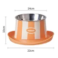 Hochwertiger Edelstahl-Haustiernapf mit orangefarbenen Streifen und Größenangaben - Orange Circus Stripes (7016) / Bowl with Stainless Steel Insert / Orange