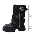 Detailed measurements of black square toe platform Martin boots with side zipper - 35 / Black