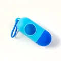Dispenser portatile blu per sacchetti igienici per cani a forma di pillola con gancio - Custodia Vuota / Blu chiaro + Blu scuro