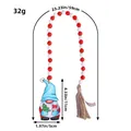 Festive Christmas wooden bead garland featuring a blue gnome pendant and dimensions - Snowflake Gnome (Y2-29)