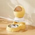 Distributeur automatique de nourriture jaune citron pour animaux avec bol en inox. - Style Ours Puzzle à Pression / Jaune Citron