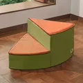 Zweistufige gebogene Schaumstoff-Tiertreppe für Hunde und Katzen in Grün und Orange - 2x2 / Durchmesser 45cm Höhe 29cm / Olivgrün Orange