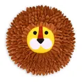 Lion-shaped interactive pet snuffle mat for dogs and cats with durable soft sniffing layers - Brown