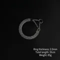 201 stainless steel triple-row P-chain dog collar with a polished silver finish - Triple Row Slip Chain / 2.0mmx35cm
