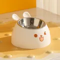 Niedlicher kaninchenförmiger, abgeschrägter Edelstahlnapf für Katzen und Hunde - Edelstahl-Innenversion / Weiß