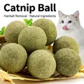 Natural compressed catnip balls in a bamboo basket for cat hairball relief and dental health - Catnip Ball