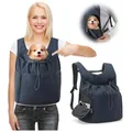 Portable navy blue breathable large capacity front-worn pet carrier backpack for dogs - 43.2*33*8.6CM / Blue