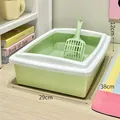 Large semi-enclosed green rectangular cat litter box with scoop, 38x29x12cm size - Semi-Enclosed Rectangle Litter Box / 38x29x12cm / Green