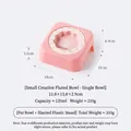 Petit bol en céramique rose à bords festonnés avec support en plastique incliné - Lapin de Piano (Petit) / Bowl + Pink Stand Set / Rose
