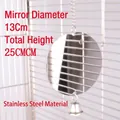 Duurzame roestvrijstalen papegaaienspiegel met bel, 13 cm diameter en 25 cm totale hoogte - Hangende Ketting Stijl (186g)