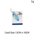 Topo di peluche blu per gatti con erba gatta, confezione in cartone 13x10cm, peso 5g - Imballaggio su cartoncino / Topo caramella blu