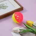 Bright pink and yellow hollow rubber dog training ball with built-in flashing light feature - Glowing Bell Ball / 7.50cm / Pink and Yellow Contrast
