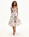 Elegantes Chiffon-Midikleid mit Blumenmuster und Spaghettiträgern für Frühling und Sommer - S / Kleider / Rosa