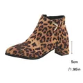 Detailed view of leopard print ankle boot showcasing 5cm mid block heel height. - 38 / Leopard Print