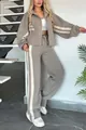 Women's Y2K casual tracksuit set with side stripes and zip-up jacket for autumn. - S / Top And Bottom / Gray