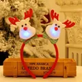 Leuchtender LED-Weihnachtshirsch-Haarreif mit roten Geweihen für Partys, 12x20cm. - Gestreifter Stoff Doppel-Hirsch Stirnband (S3-7)
