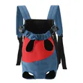 Atmungsaktiver blau-roter Haustier-Rucksack für kleine Hunde und Katzen Reise - S / Rot Denim Blau