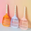 Set of three colorful cat litter scoops in orange blue and pink with cute heart patterns - Pet Litter Scoop / Set of 4 / Mixed Colors