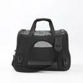 Black portable breathable foldable pet carrier bag for travel with cats and small dogs - Black
