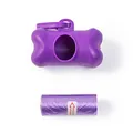 Purple bone-shaped dog poop bag dispenser with waste bag roll for easy pet cleaning. - With Garbage Bags / Purple