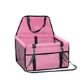 Waterproof pink pet car booster seat with breathable mesh sides and adjustable safety straps - Pink