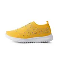Γυναικεία κίτρινα flyknit sneakers με λαμπερά στρας και αναπνεύσιμο υλικό υψηλής ποιότητας - 35 / Κίτρινο