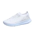 Sneakers slip-on in flyknit traspirante bianco per donna con strass lucidi - Bianco