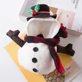 Detail des Plüsch-Schneemann-Weihnachtskostüms für Haustiere mit rot-schwarzem Schal. - S / Schneemann Kostüm