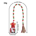 Christmas gnome wooden bead ornament featuring festive red, white, and green beads tassel - Antler Gnome (Y2-27)