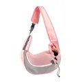 Borsa a tracolla traspirante per animali domestici in rete rosa e grigio - Rosa intenso
