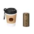 Portable coffee cup shaped pet waste bag dispenser with carabiner and waste bag roll - Coffee Cup Dispenser + 1 Roll Waste Bag
