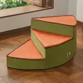 Dreistufige grüne und orangefarbene Haustiertreppe für kleine Hunde und Katzen im Haus - Dritter Ordnung / Durchmesser 45cm Höhe 31cm / Olivgrün Orange