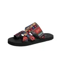 Bohemian style colorful woven flat flip-flop sandals for beach and casual wear - 44 / Burgundy