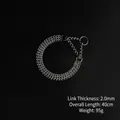 Heavy duty 2.0mm stainless steel P-chain dog collar with 40cm length for training - Triple Row Slip Chain / 2.0mmx40cm